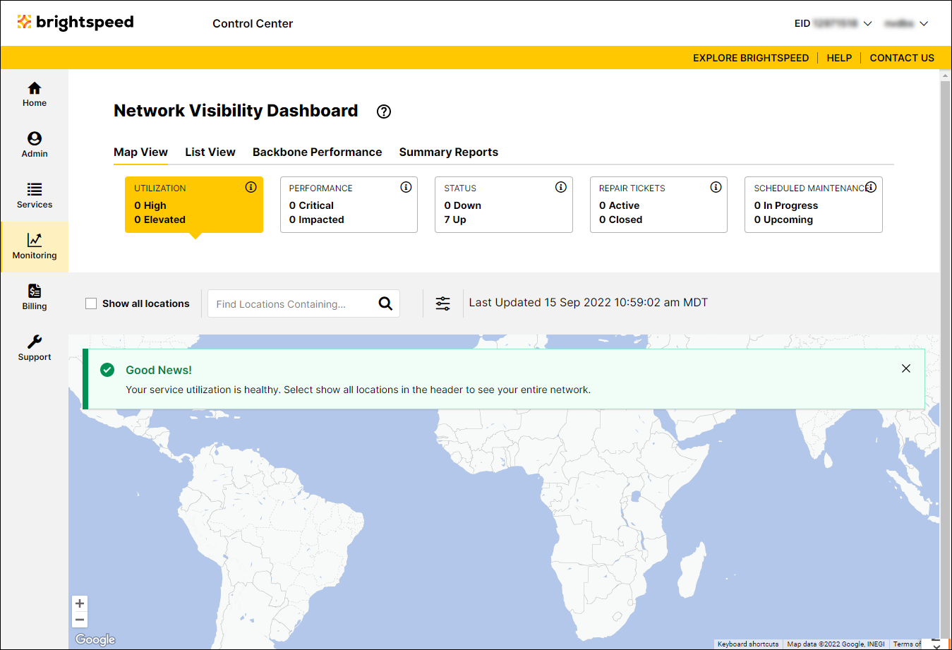 Network Visibility (showing Utilization tab)