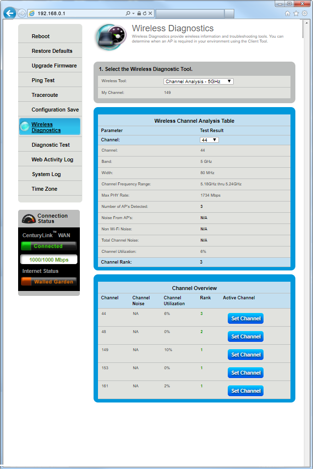 Channel Analysis screenshot 5 gigahertz