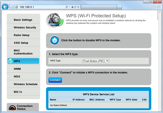 disable WPS, select WPS type, and initiate a device to connect to network - Step 7