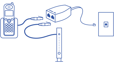 Phone plugging into filter (diagram)