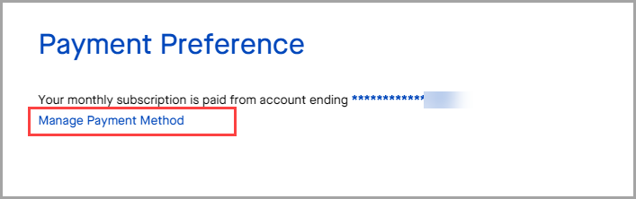 Image showing Manage Payment Method 