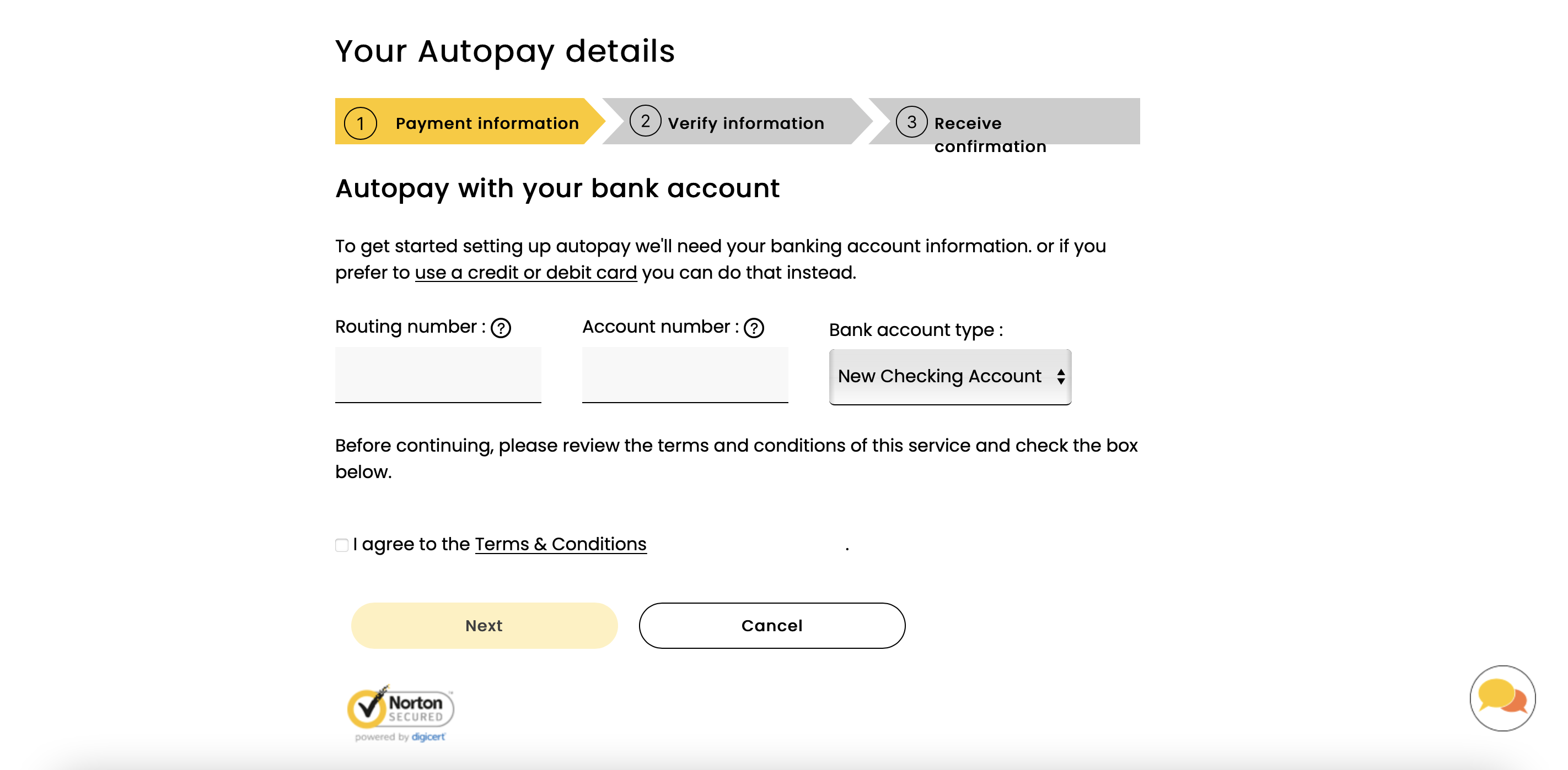 My CenturyLink AutoPay Details